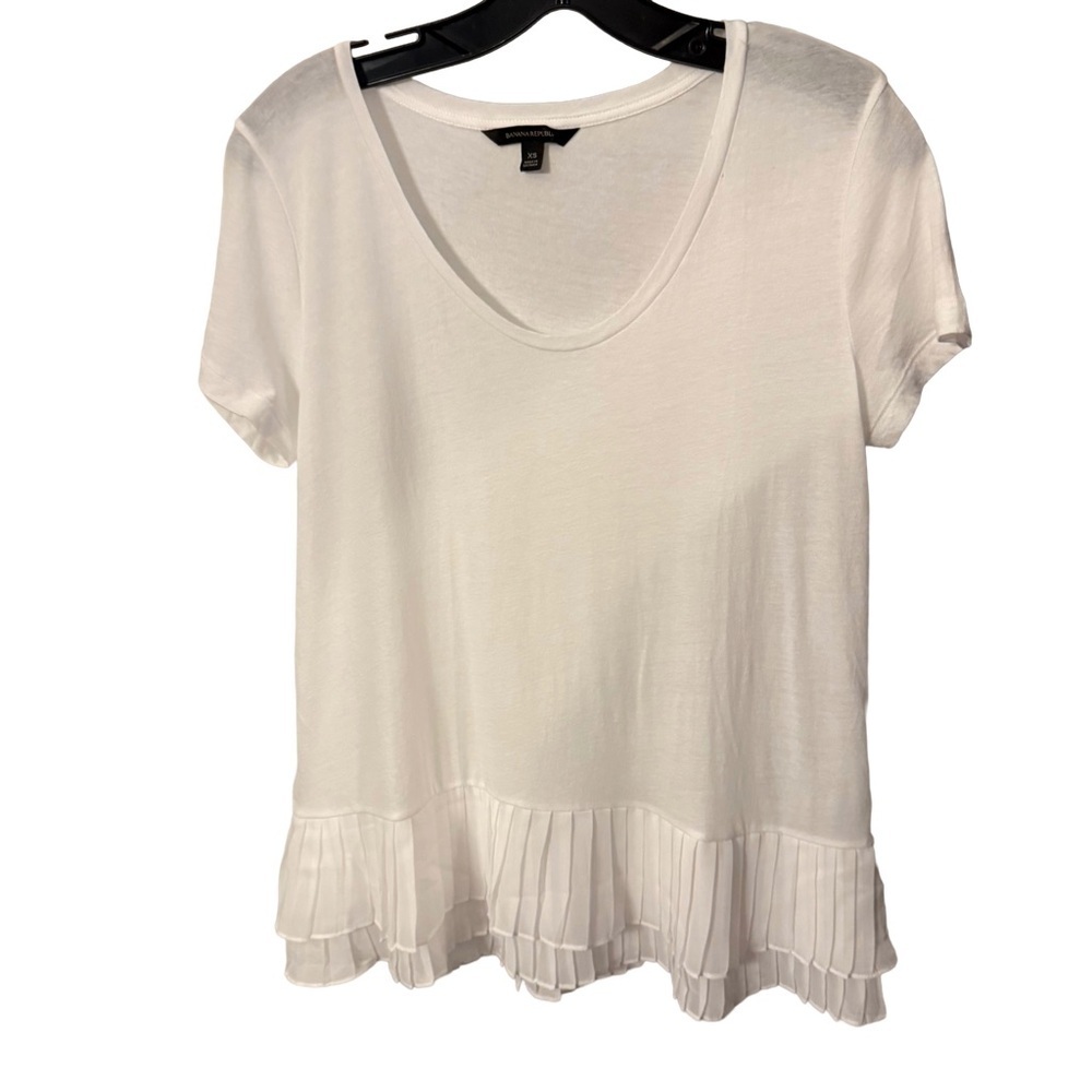 Banana Republic Women’s Peplum Top With Double Pleated Chiffon Hem White Sz XS